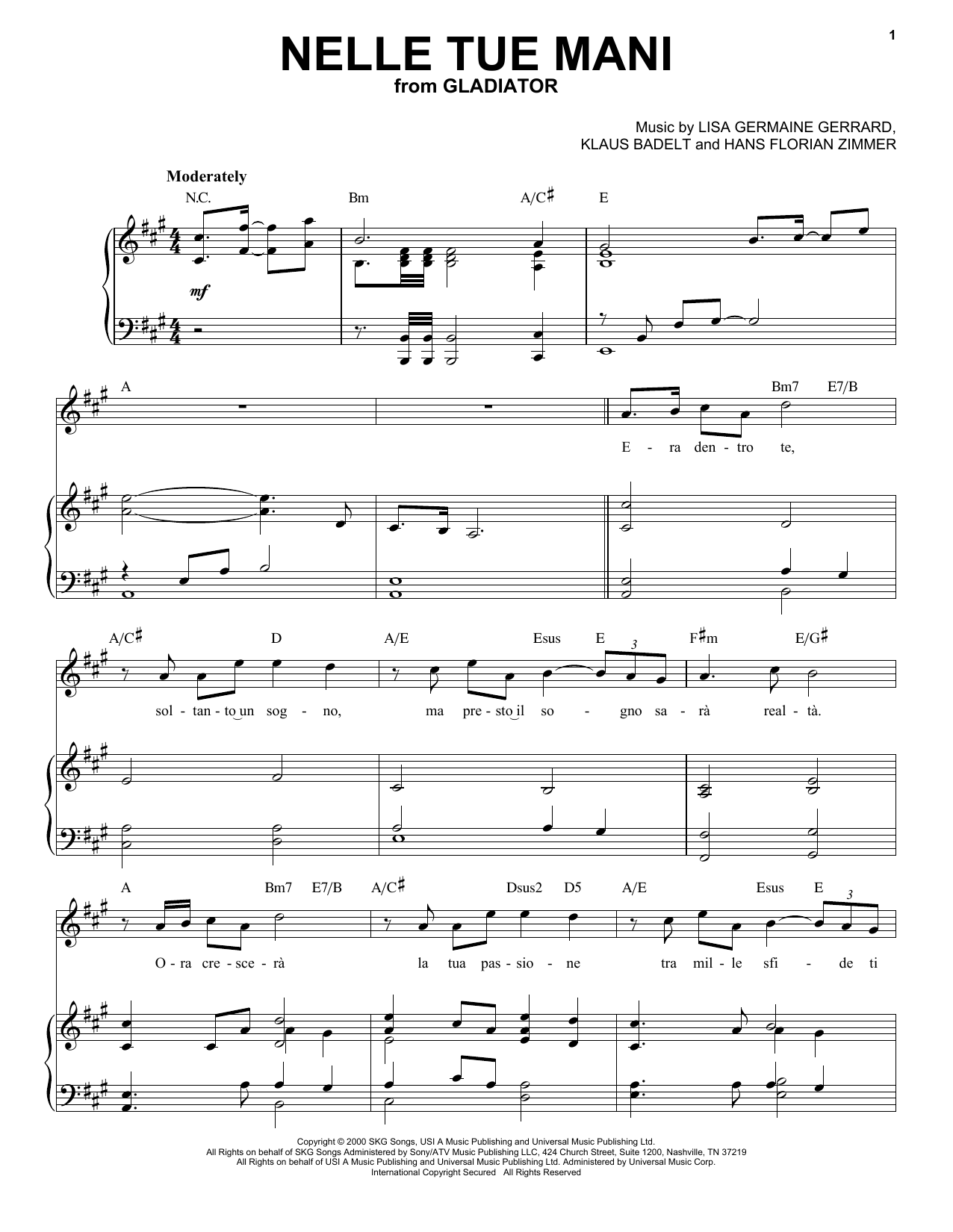 Download Andrea Bocelli Nelle Tue Mani Sheet Music and learn how to play Piano & Vocal PDF digital score in minutes