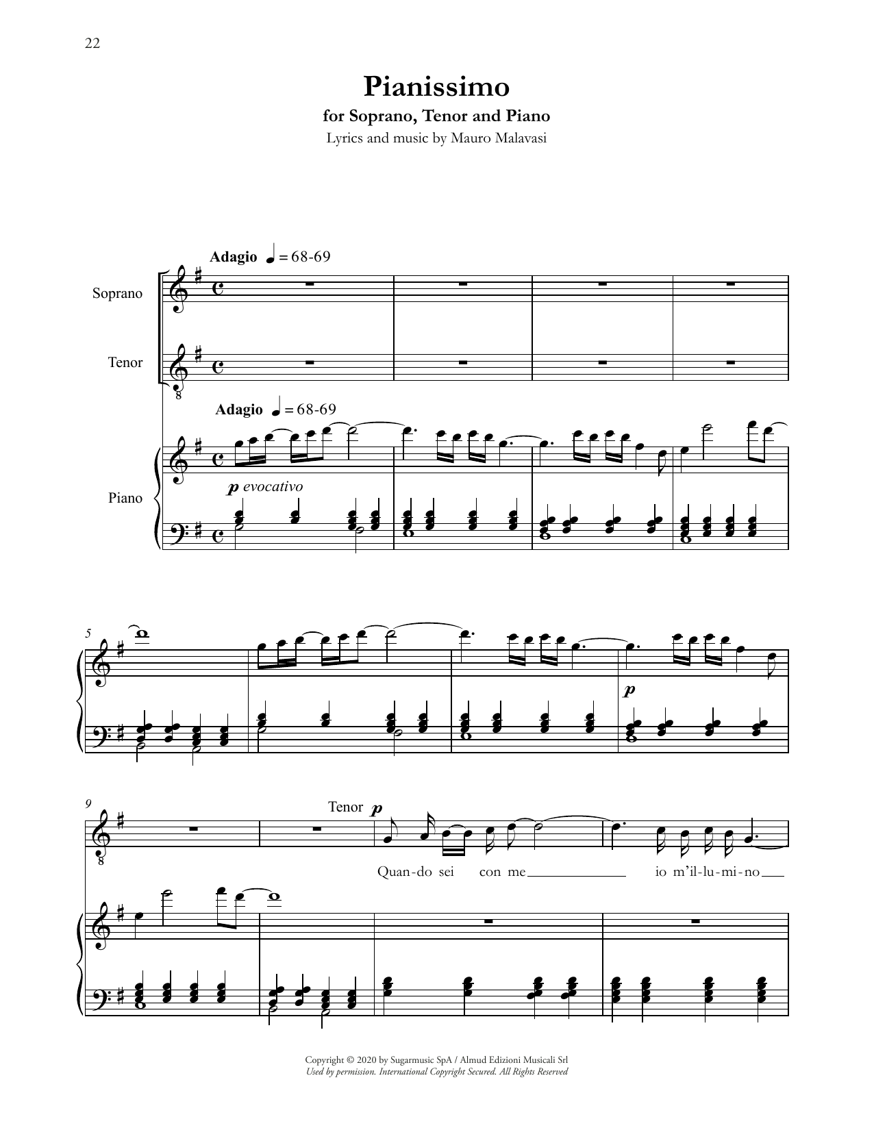 Download Andrea Bocelli Pianissimo Sheet Music and learn how to play Vocal Duet PDF digital score in minutes
