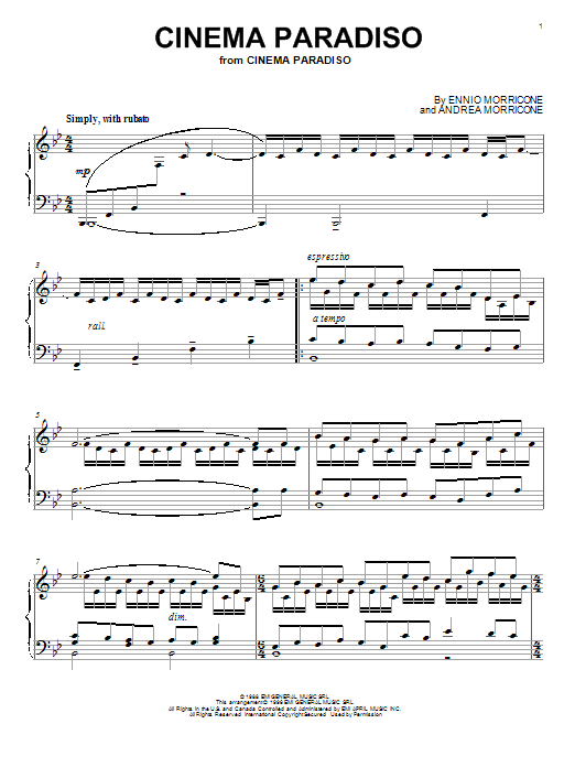 Download Andrea Morricone Cinema Paradiso Sheet Music and learn how to play Piano PDF digital score in minutes