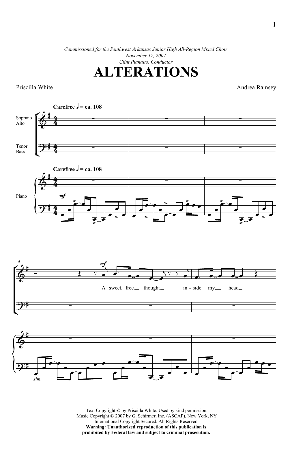 Download Andrea Ramsey Alterations Sheet Music and learn how to play SATB PDF digital score in minutes