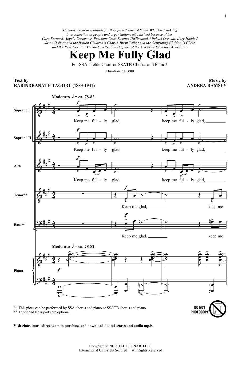 Download Andrea Ramsey Keep Me Fully Glad Sheet Music and learn how to play Choir PDF digital score in minutes