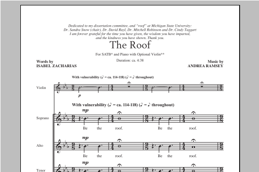Download Andrea Ramsey The Roof Sheet Music and learn how to play SATB PDF digital score in minutes