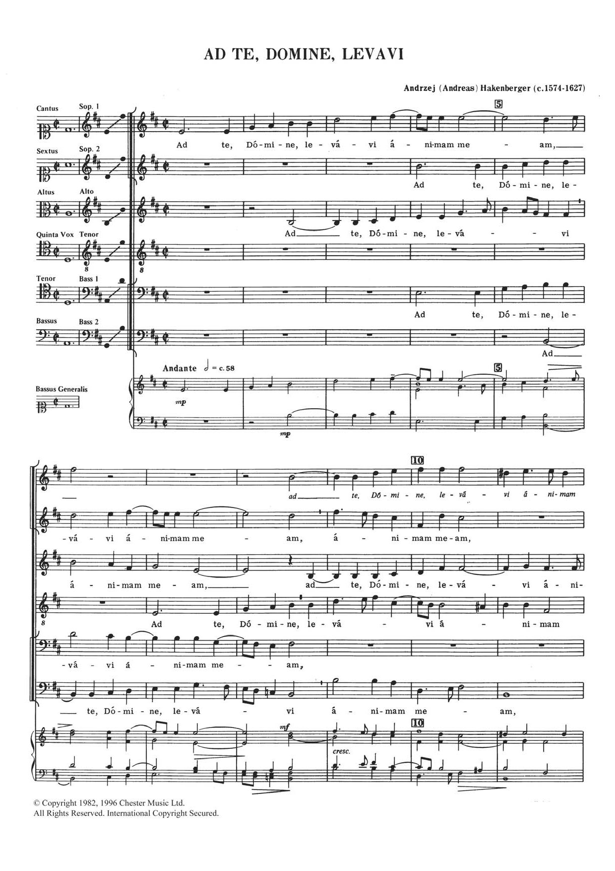 Download Andreas Hakenberger Ad Te, Domine, Levavi Sheet Music and learn how to play Choral SAATB PDF digital score in minutes