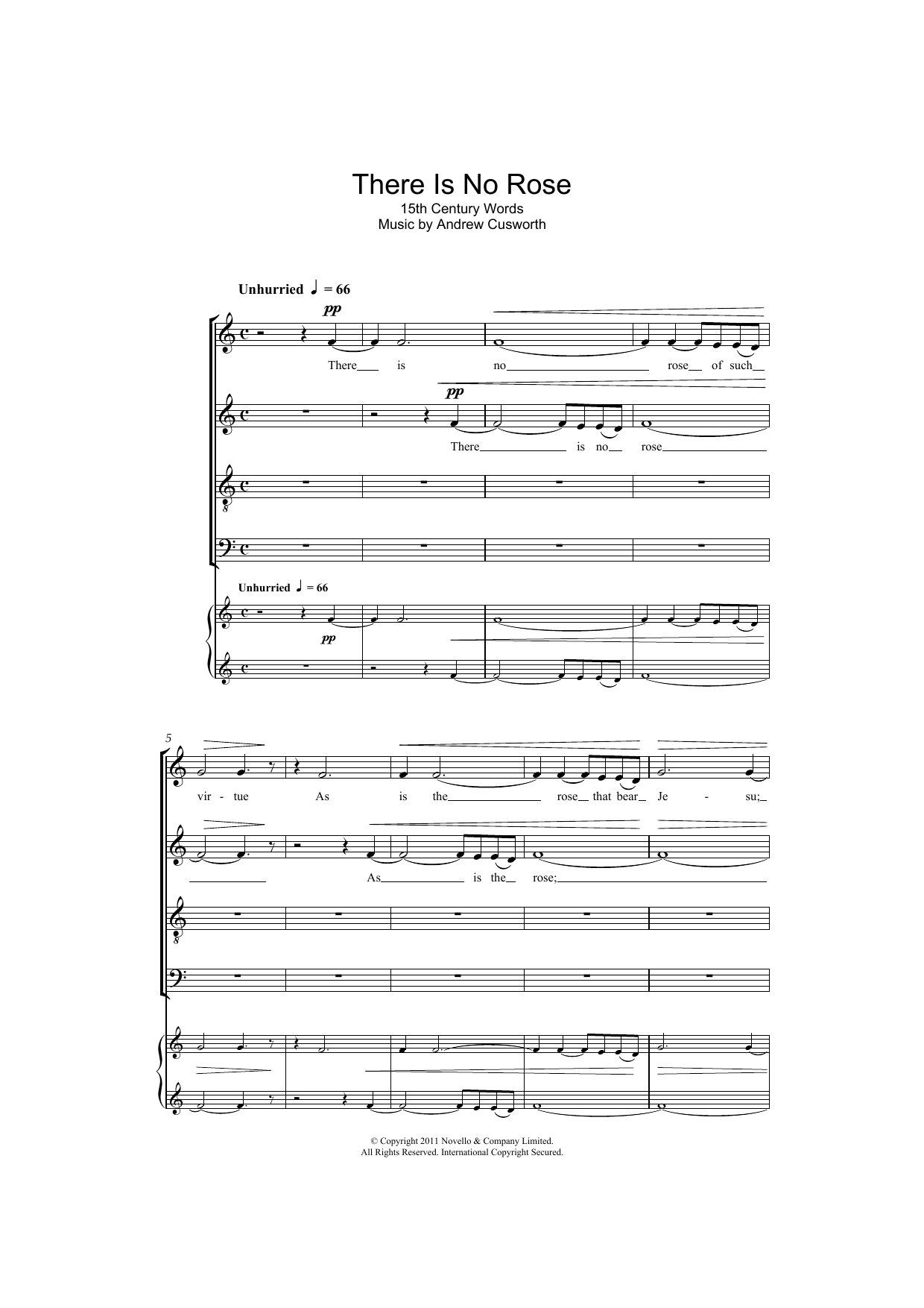 Download Andrew Cusworth There Is No Rose Sheet Music and learn how to play SATB Choir PDF digital score in minutes