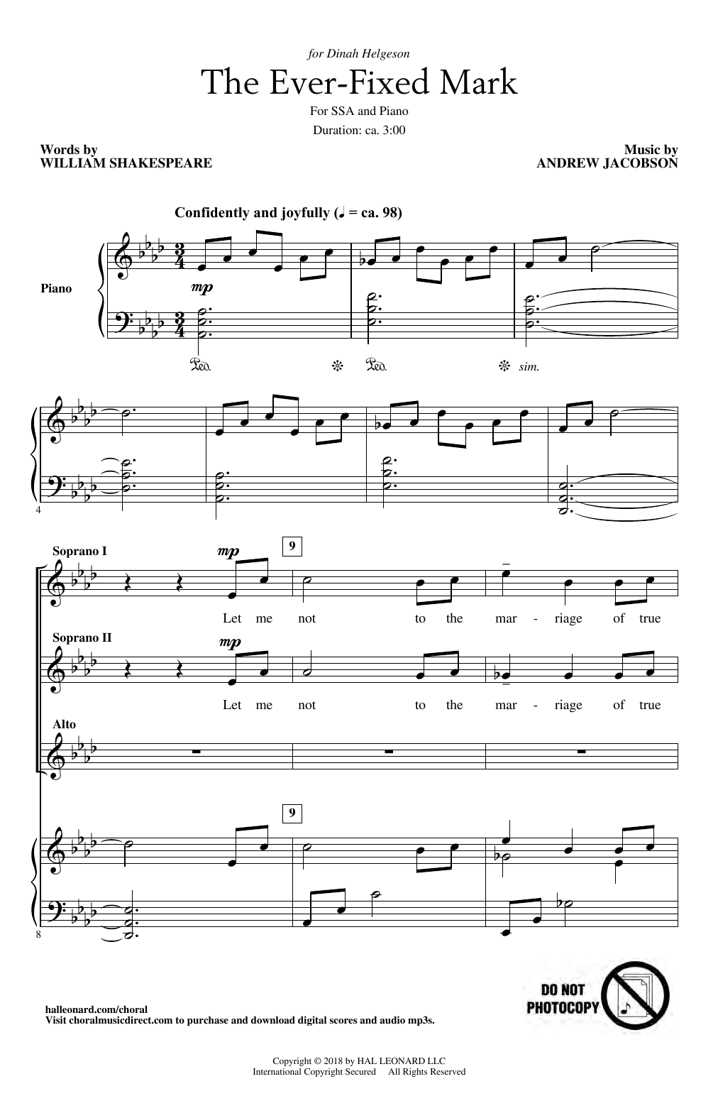 Download Andrew Jacobson The Ever Fixed Mark Sheet Music and learn how to play SSA Choir PDF digital score in minutes