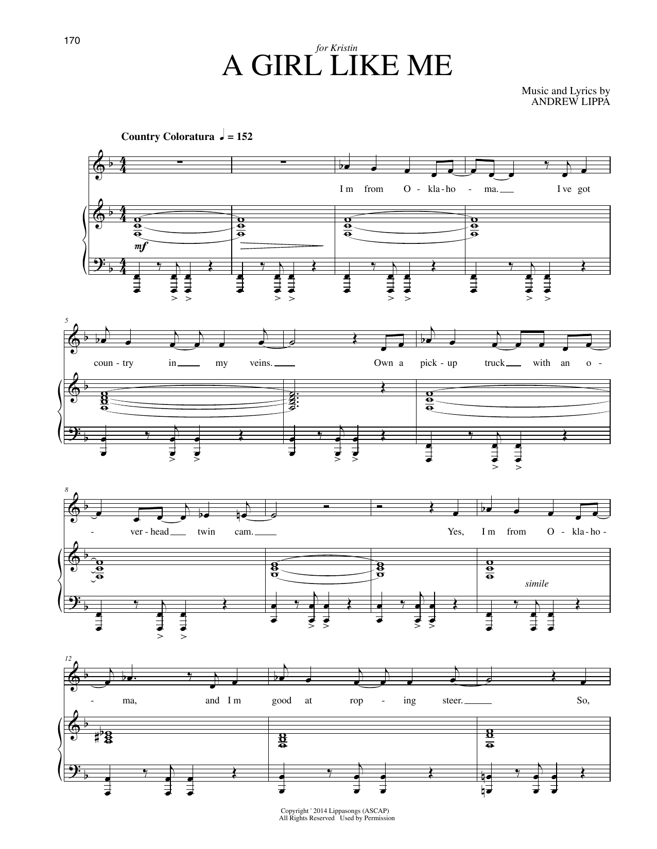 Download Andrew Lippa A Girl Like Me Sheet Music and learn how to play Piano & Vocal PDF digital score in minutes
