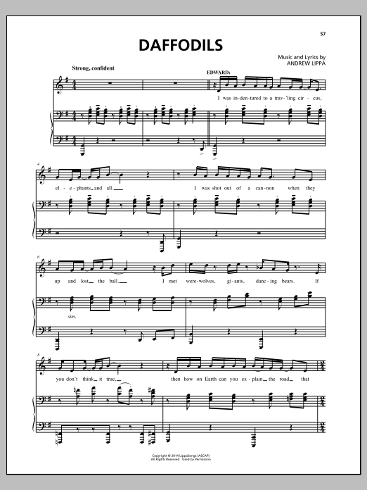Download Andrew Lippa Daffodils Sheet Music and learn how to play Piano, Vocal & Guitar (Right-Hand Melody) PDF digital score in minutes