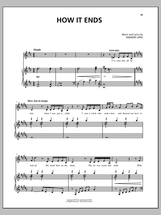 Download Andrew Lippa How It Ends Sheet Music and learn how to play Piano, Vocal & Guitar (Right-Hand Melody) PDF digital score in minutes