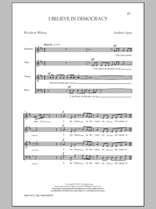 Download Andrew Lippa I Believe In Democracy Sheet Music and learn how to play Choral PDF digital score in minutes