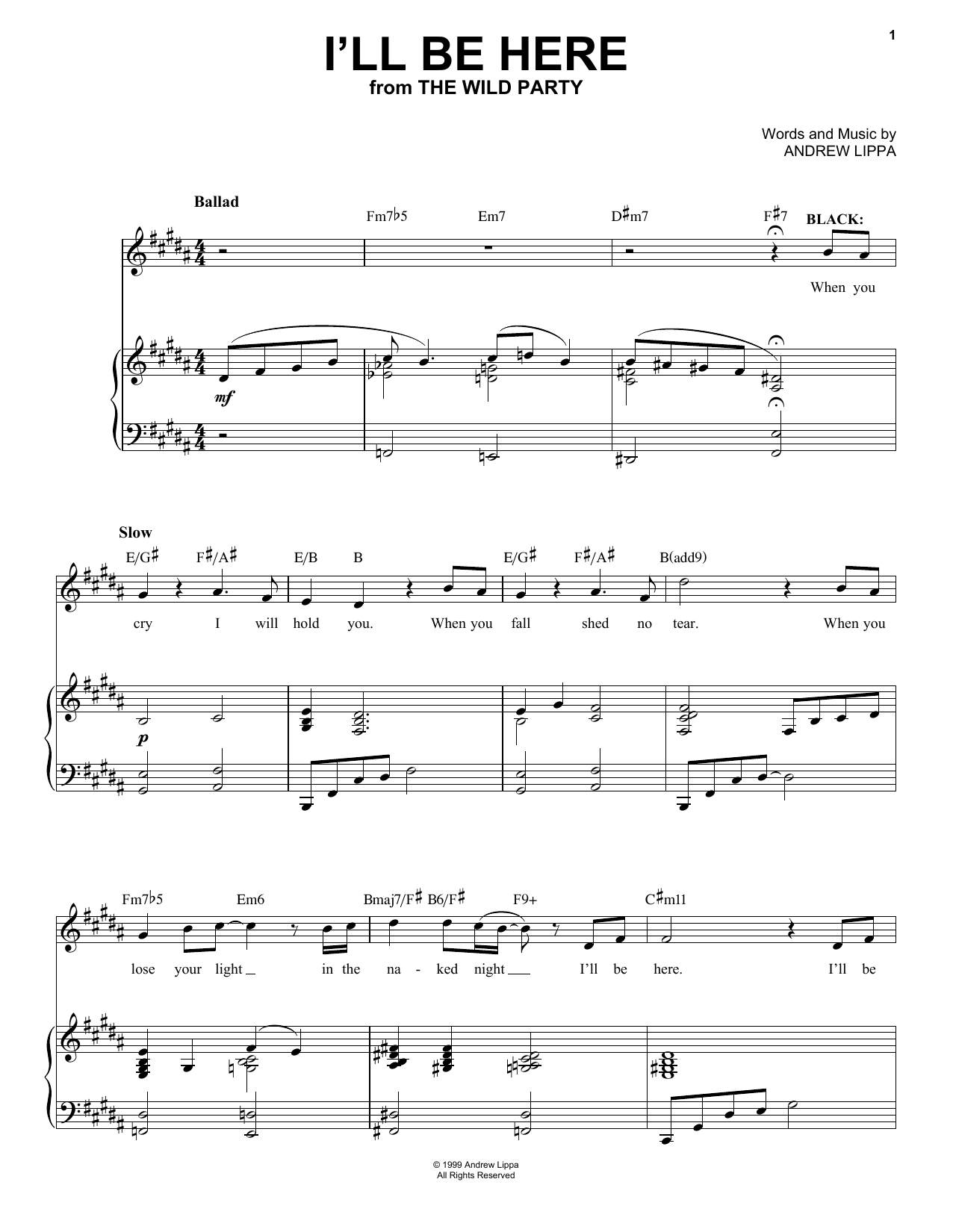 Download Andrew Lippa I'll Be Here Sheet Music and learn how to play Piano & Vocal PDF digital score in minutes