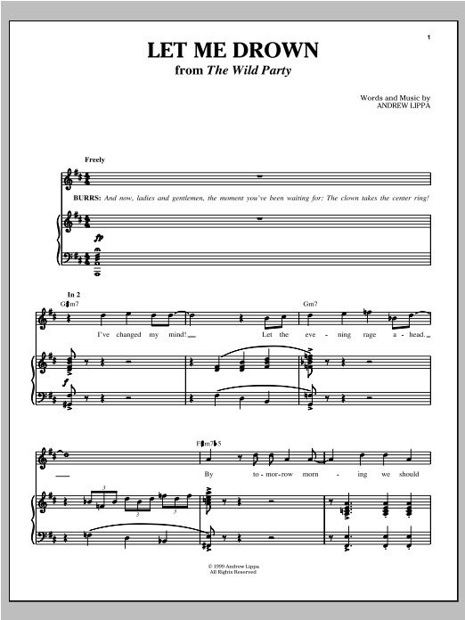 Download Andrew Lippa Let Me Drown Sheet Music and learn how to play Piano, Vocal & Guitar (Right-Hand Melody) PDF digital score in minutes