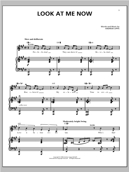 Download Andrew Lippa Look At Me Now Sheet Music and learn how to play Piano, Vocal & Guitar (Right-Hand Melody) PDF digital score in minutes