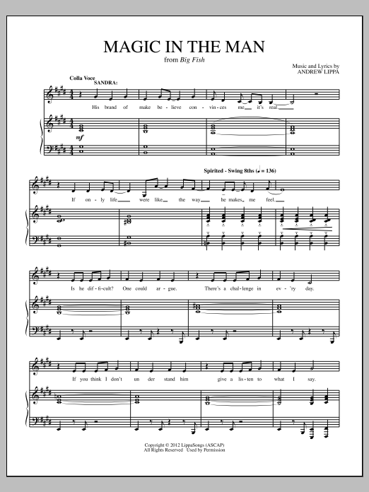 Download Andrew Lippa Magic In The Man Sheet Music and learn how to play Piano & Vocal PDF digital score in minutes