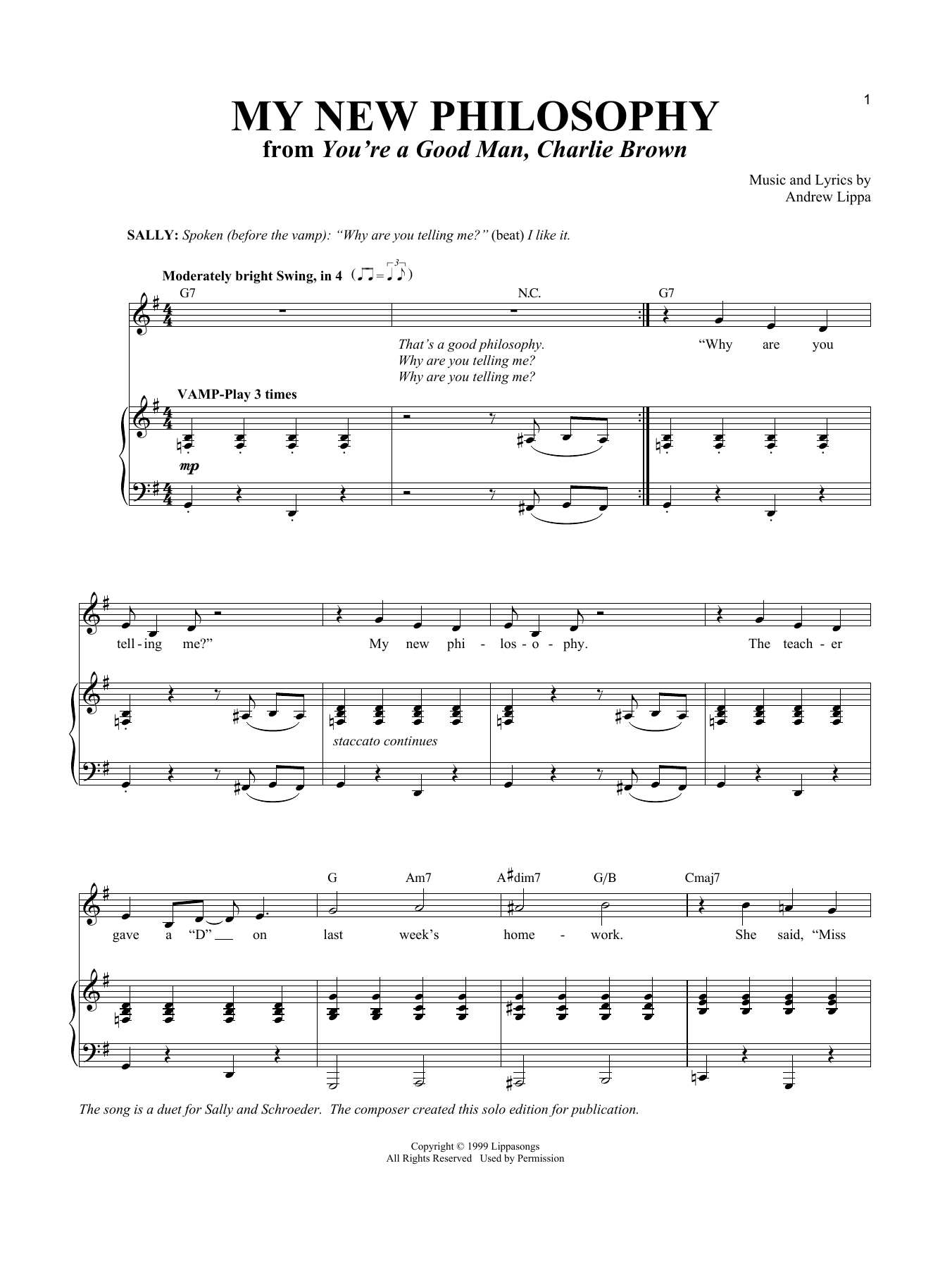 Download Andrew Lippa My New Philosophy Sheet Music and learn how to play Melody Line, Lyrics & Chords PDF digital score in minutes
