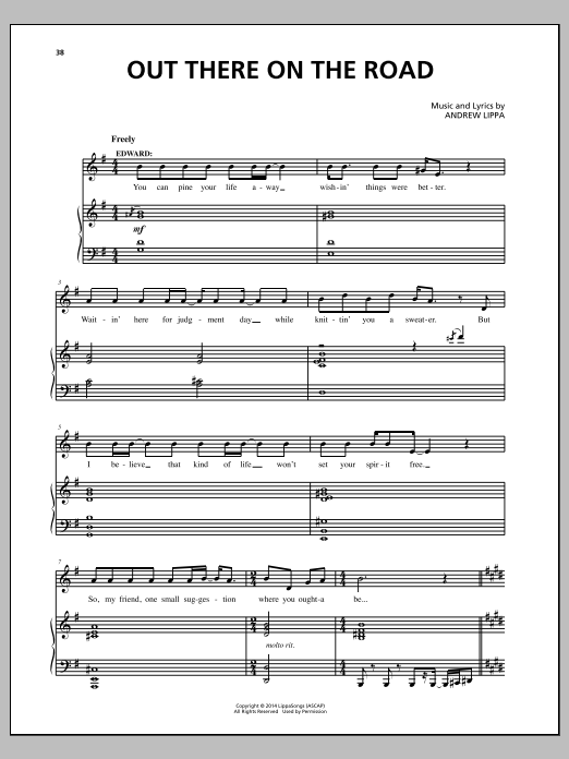 Download Andrew Lippa Out There On The Road Sheet Music and learn how to play Piano, Vocal & Guitar (Right-Hand Melody) PDF digital score in minutes