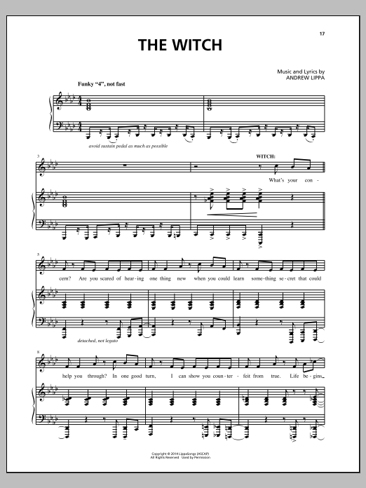 Download Andrew Lippa The Witch Sheet Music and learn how to play Piano, Vocal & Guitar (Right-Hand Melody) PDF digital score in minutes