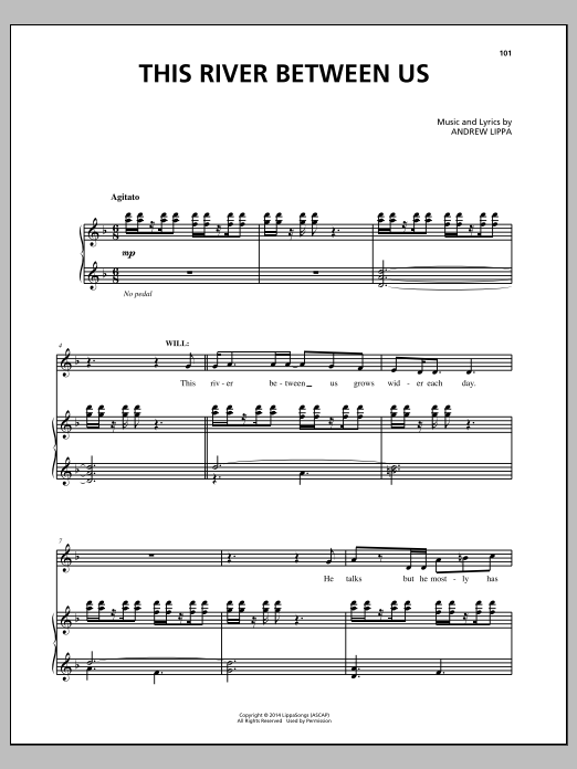 Download Andrew Lippa This River Between Us Sheet Music and learn how to play Piano, Vocal & Guitar (Right-Hand Melody) PDF digital score in minutes