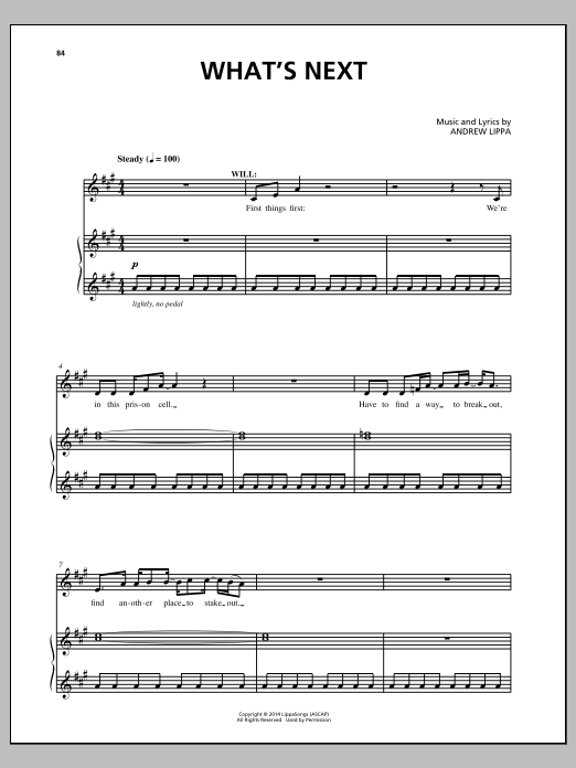 Download Andrew Lippa What's Next Sheet Music and learn how to play Piano, Vocal & Guitar (Right-Hand Melody) PDF digital score in minutes