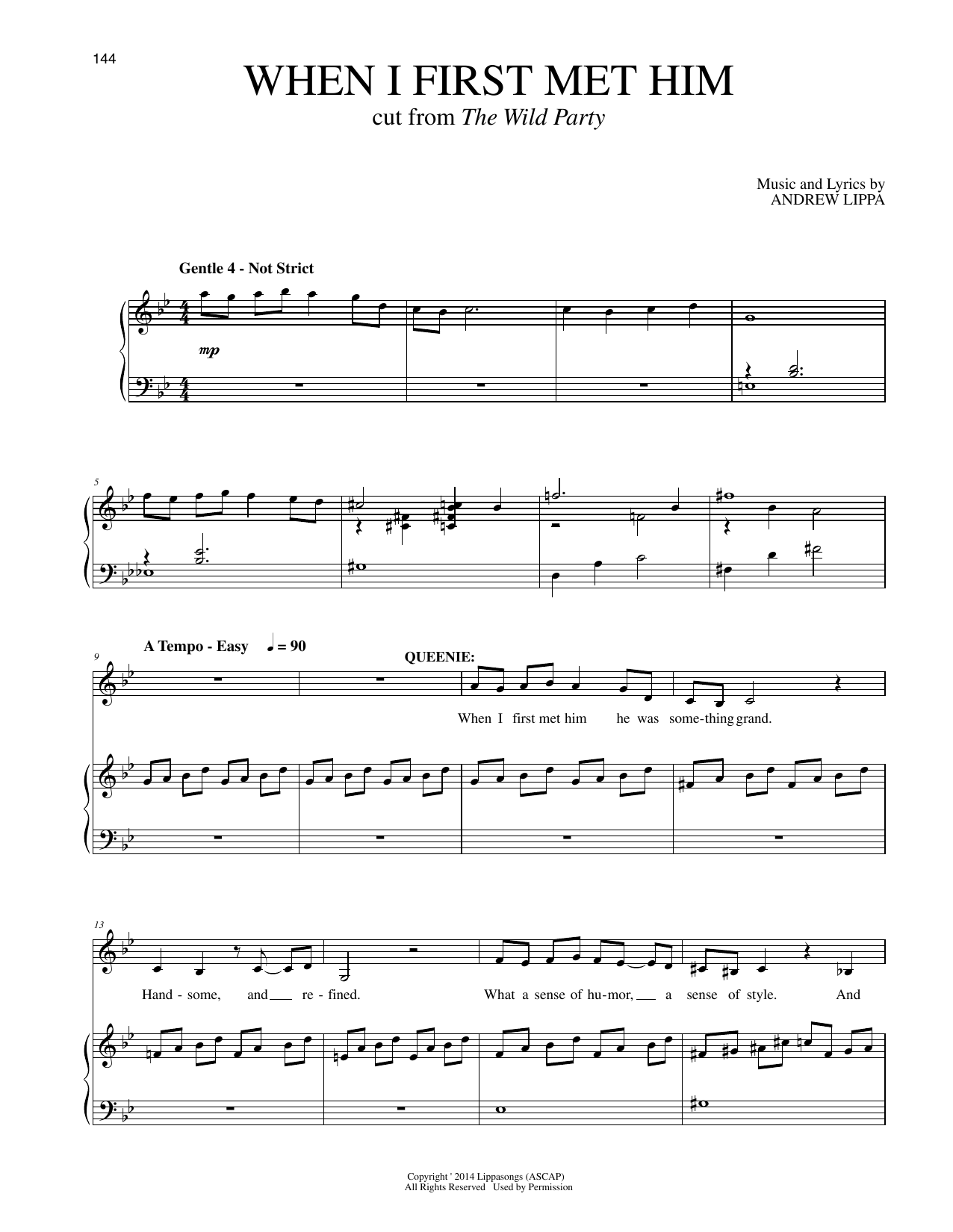 Download Andrew Lippa When I First Met Him (cut from The Wild Party) Sheet Music and learn how to play Piano & Vocal PDF digital score in minutes