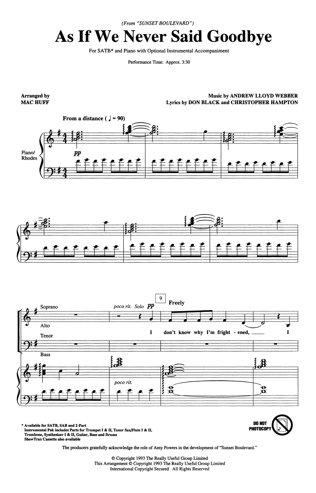 Download Andrew Lloyd Webber As If We Never Said Goodbye (from Sunset Boulevard) (arr. Mac Huff) Sheet Music and learn how to play SATB Choir PDF digital score in minutes