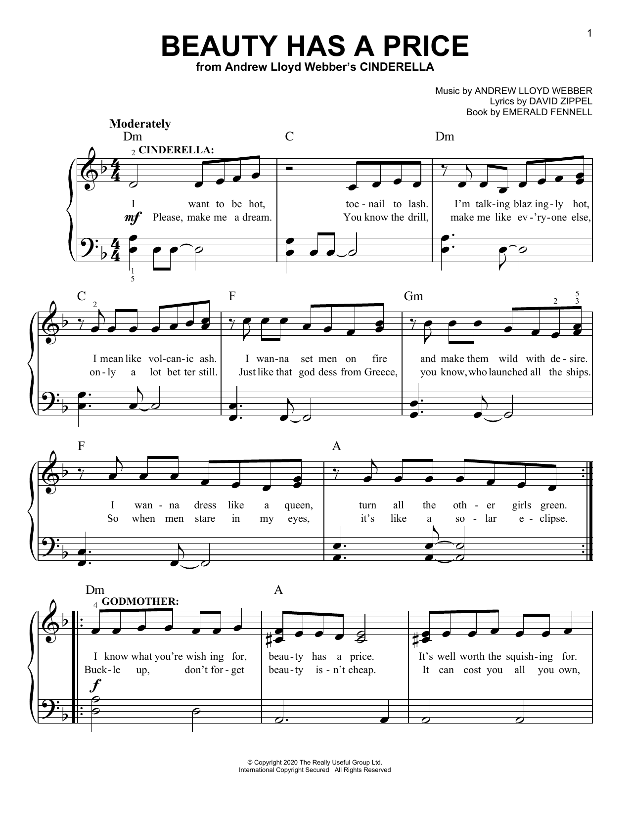 Download Andrew Lloyd Webber Beauty Has A Price (from Andrew Lloyd Webber's Cinderella) Sheet Music and learn how to play Piano, Vocal & Guitar Chords (Right-Hand Melody) PDF digital score in minutes