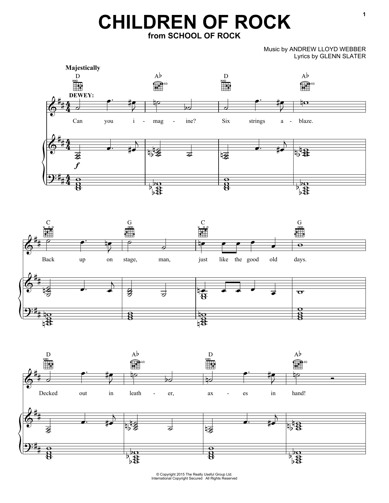 Download Andrew Lloyd Webber Children Of Rock Sheet Music and learn how to play Piano, Vocal & Guitar (Right-Hand Melody) PDF digital score in minutes