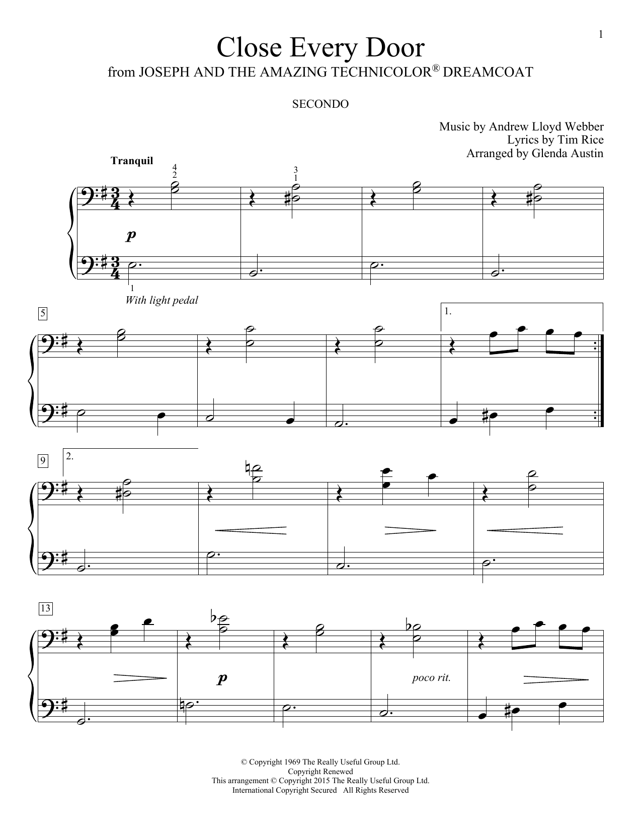 Download Glenda Austin Close Every Door Sheet Music and learn how to play Piano Duet PDF digital score in minutes