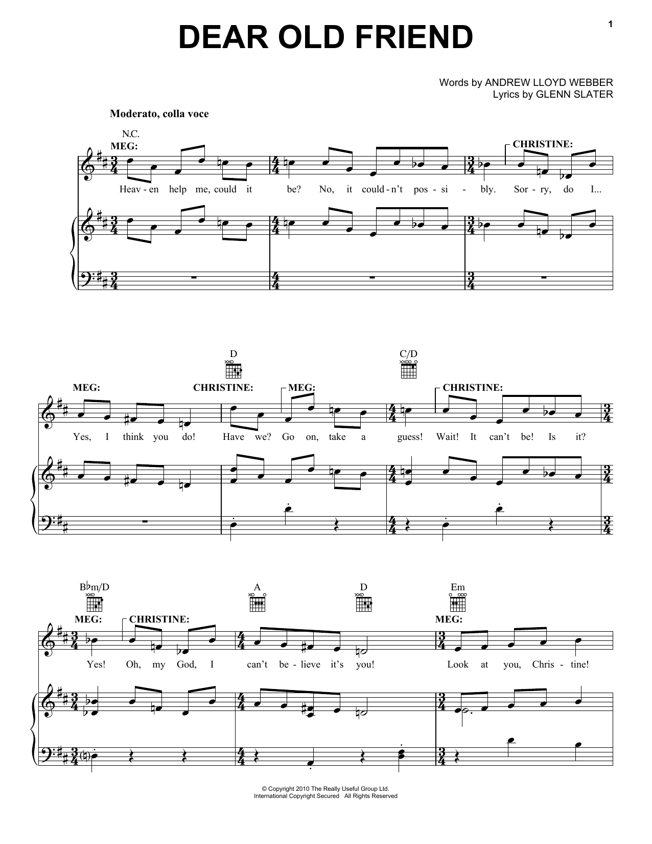 Download Andrew Lloyd Webber Dear Old Friend Sheet Music and learn how to play Piano, Vocal & Guitar (Right-Hand Melody) PDF digital score in minutes