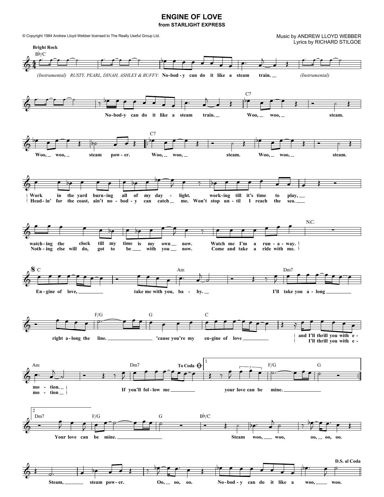 Download Andrew Lloyd Webber Engine Of Love Sheet Music and learn how to play Melody Line, Lyrics & Chords PDF digital score in minutes