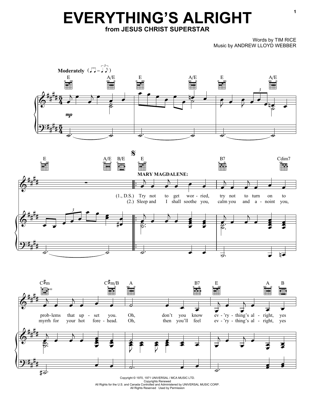 Download Andrew Lloyd Webber Everything's Alright Sheet Music and learn how to play Violin PDF digital score in minutes