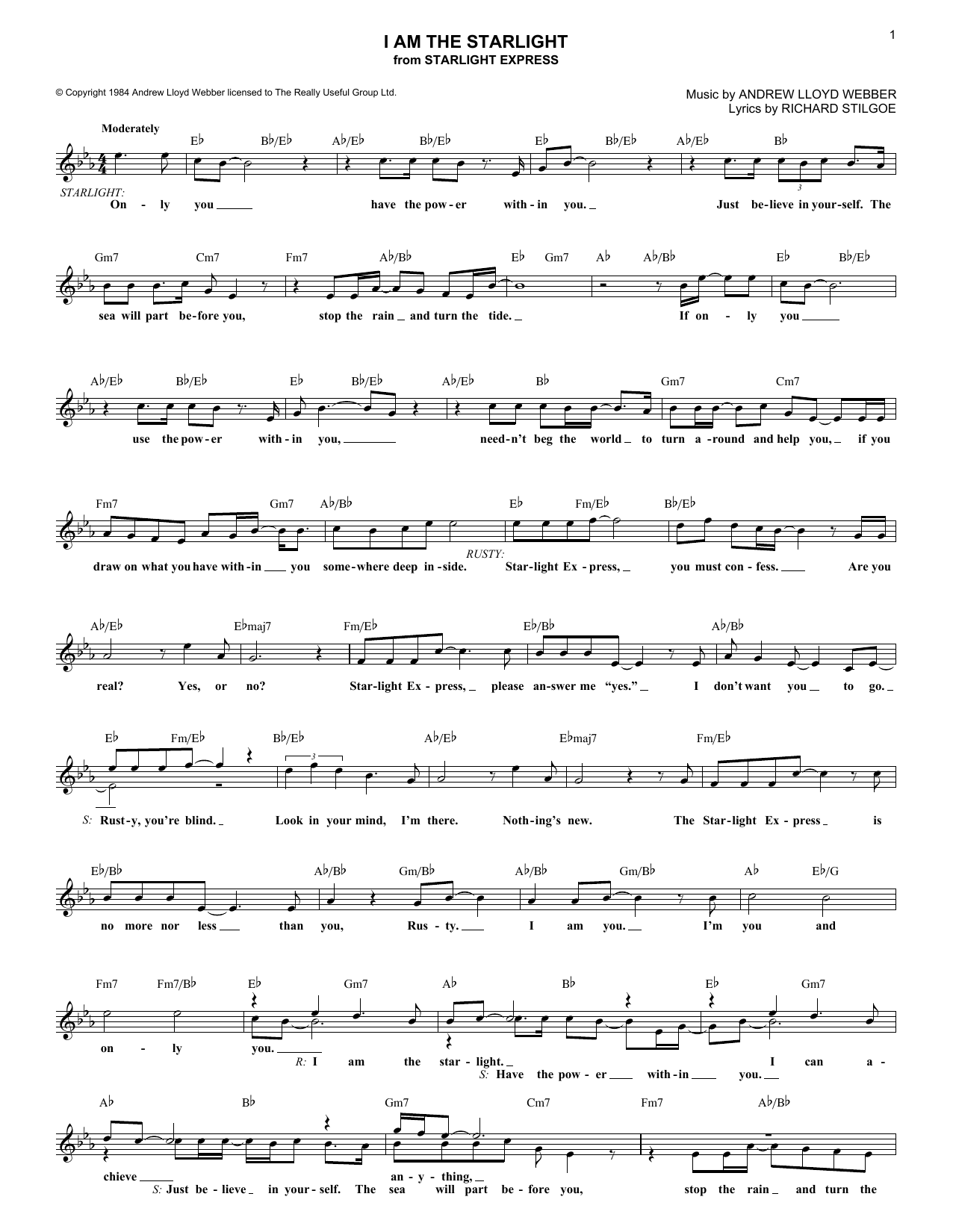 Download Andrew Lloyd Webber I Am The Starlight Sheet Music and learn how to play Trumpet Solo PDF digital score in minutes