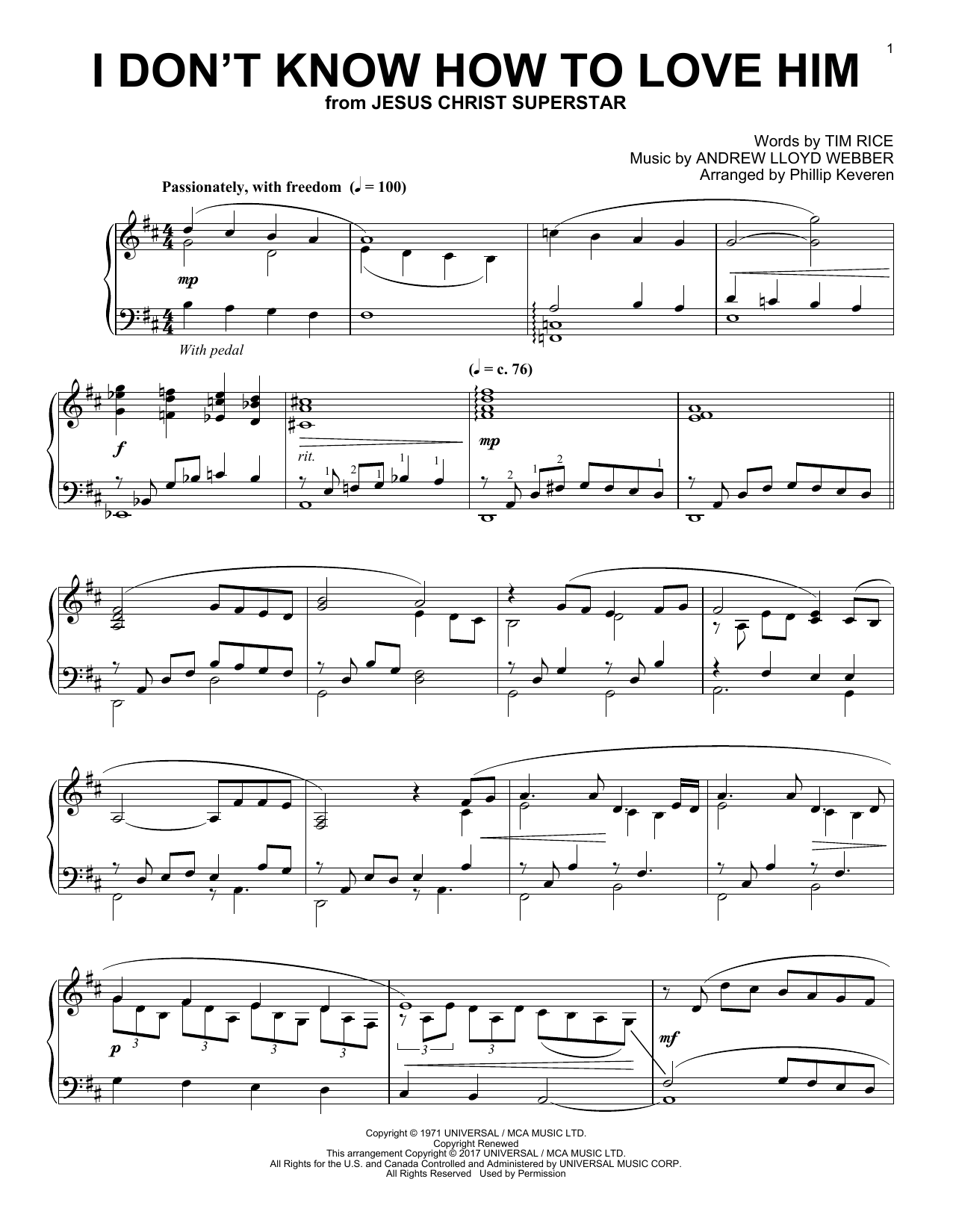 Download Phillip Keveren I Don't Know How To Love Him Sheet Music and learn how to play Piano PDF digital score in minutes