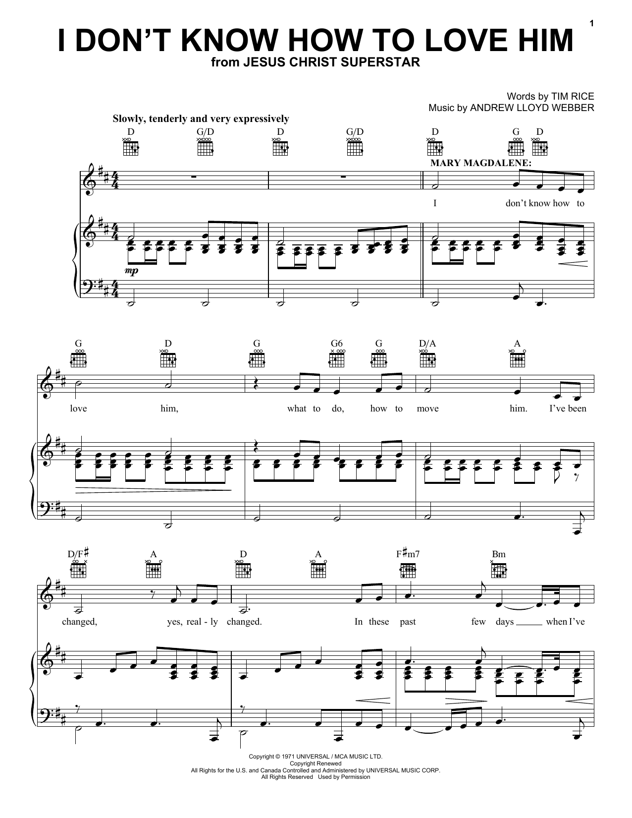 Download Andrew Lloyd Webber I Don't Know How To Love Him Sheet Music and learn how to play Alto Saxophone PDF digital score in minutes