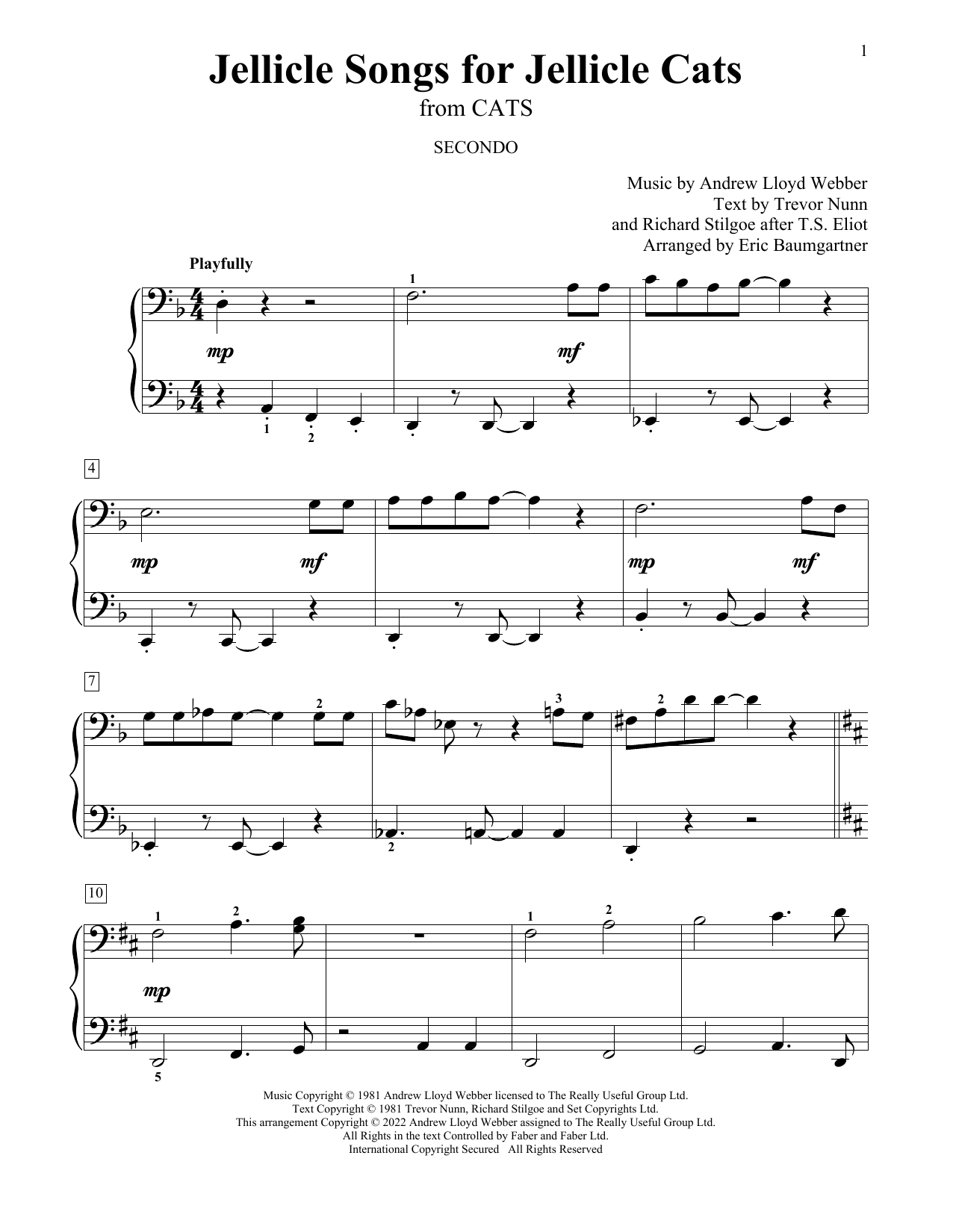 Download Andrew Lloyd Webber Jellicle Songs For Jellicle Cats (from Cats) (arr. Eric Baumgartner) Sheet Music and learn how to play Piano Duet PDF digital score in minutes