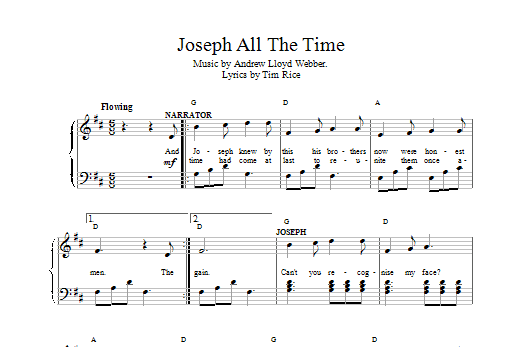 Download Andrew Lloyd Webber Joseph All The Time (from Joseph And The Amazing Technicolor Dreamcoat) Sheet Music and learn how to play Piano, Vocal & Guitar (Right-Hand Melody) PDF digital score in minutes