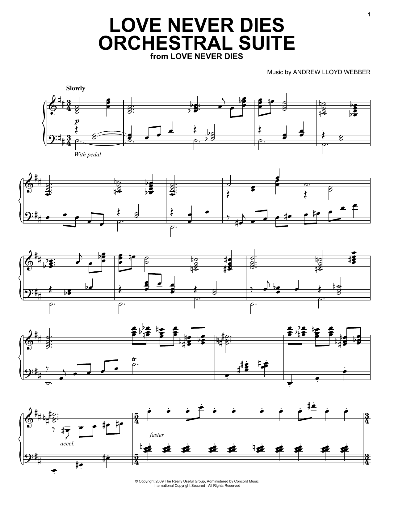 Download Andrew Lloyd Webber Love Never Dies Orchestral Suite Sheet Music and learn how to play Piano Solo PDF digital score in minutes