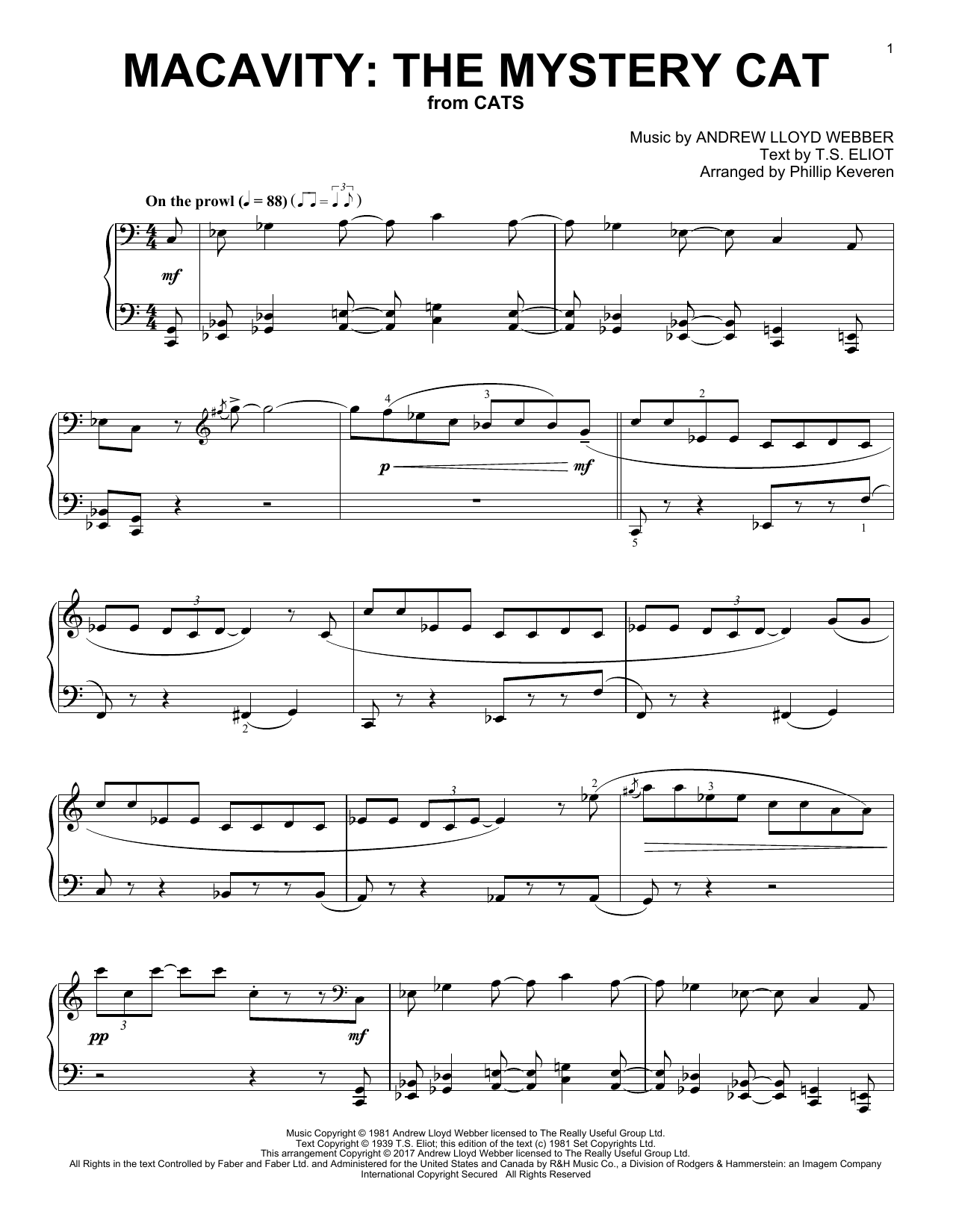 Download Phillip Keveren Macavity: The Mystery Cat Sheet Music and learn how to play Piano PDF digital score in minutes