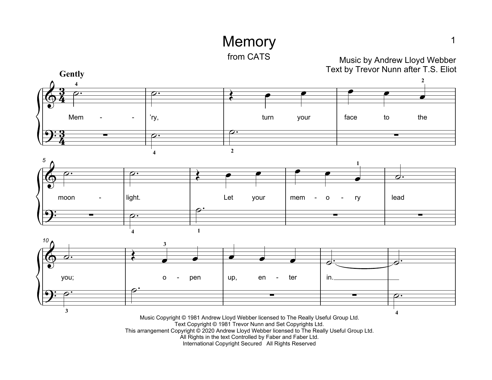 Download Andrew Lloyd Webber Memory (from Cats) (arr. Christopher Hussey) Sheet Music and learn how to play Educational Piano PDF digital score in minutes