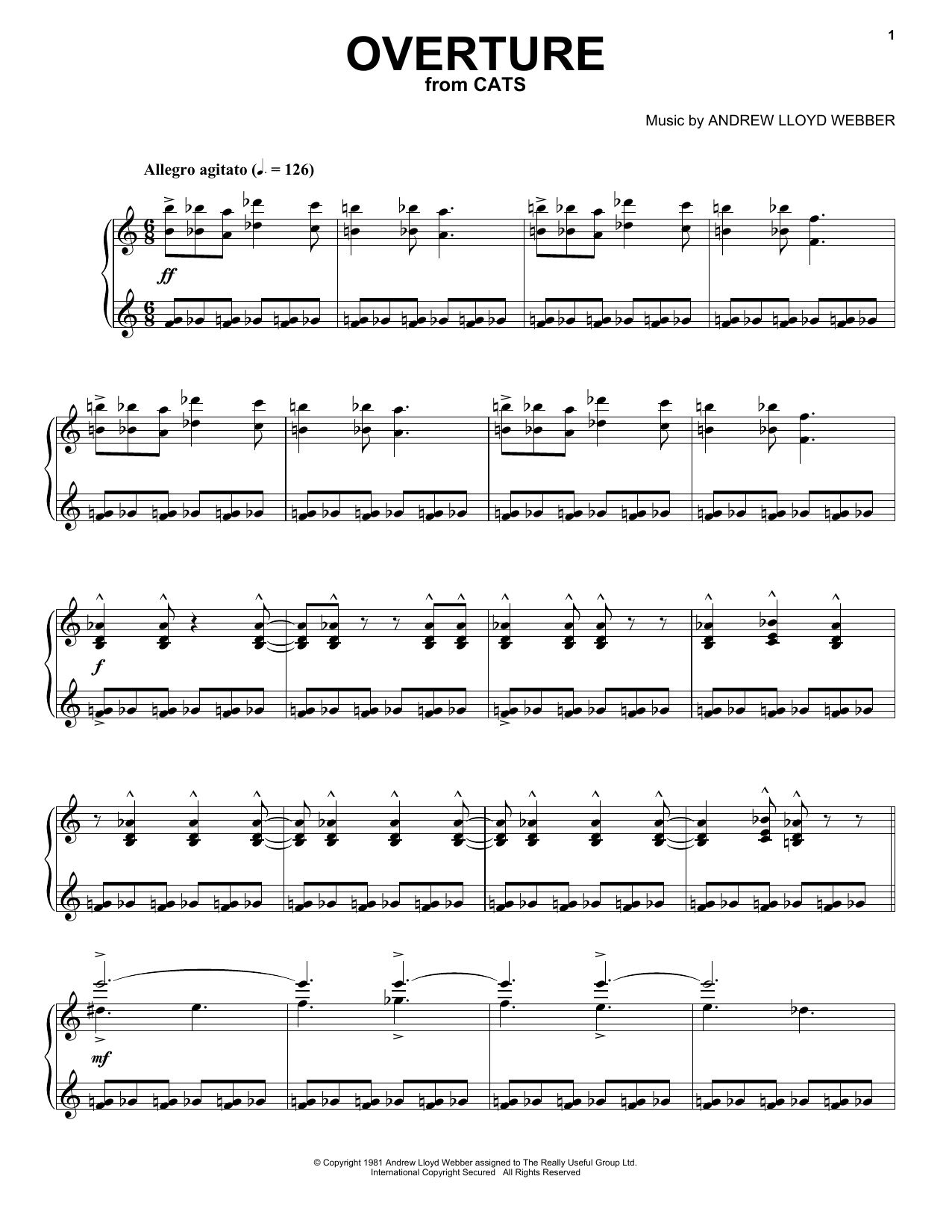 Download Andrew Lloyd Webber Overture (from Cats) Sheet Music and learn how to play Piano Solo PDF digital score in minutes