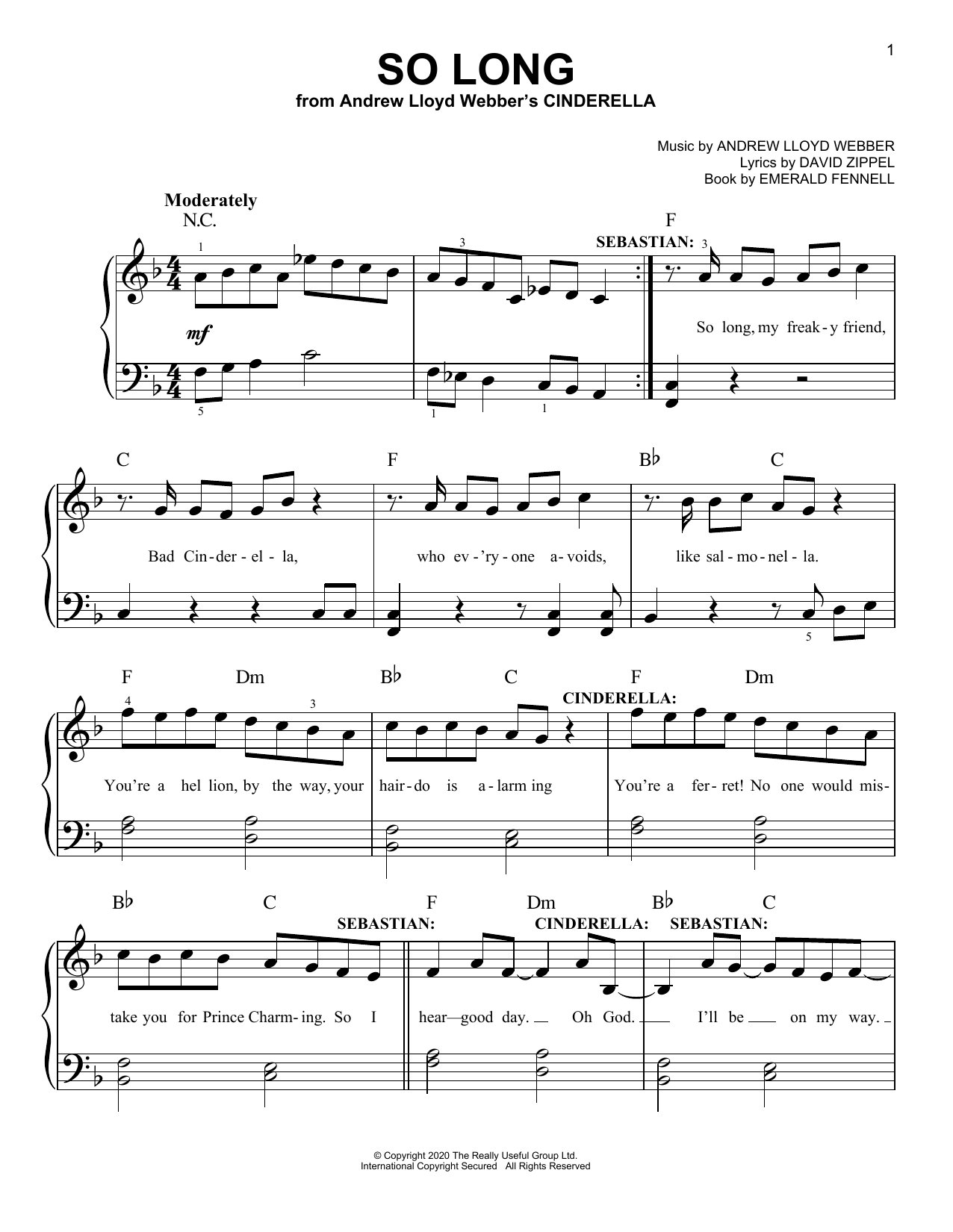 Download Andrew Lloyd Webber So Long (from Andrew Lloyd Webber's Cinderella) Sheet Music and learn how to play Piano, Vocal & Guitar Chords (Right-Hand Melody) PDF digital score in minutes