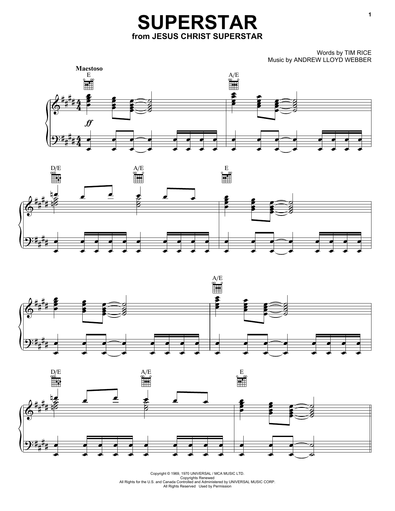 Download Andrew Lloyd Webber Jesus Christ, Superstar Sheet Music and learn how to play Piano PDF digital score in minutes