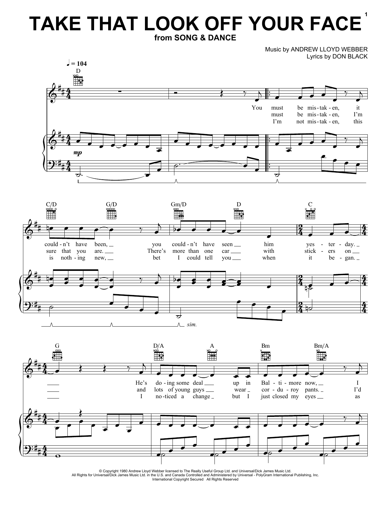 Download Andrew Lloyd Webber Take That Look Off Your Face (from Tell Me On A Sunday) Sheet Music and learn how to play Violin PDF digital score in minutes