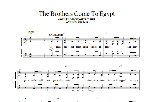 Download Andrew Lloyd Webber The Brothers Come To Egypt (from Joseph And The Amazing Technicolor Dreamcoat) Sheet Music and learn how to play Piano, Vocal & Guitar (Right-Hand Melody) PDF digital score in minutes