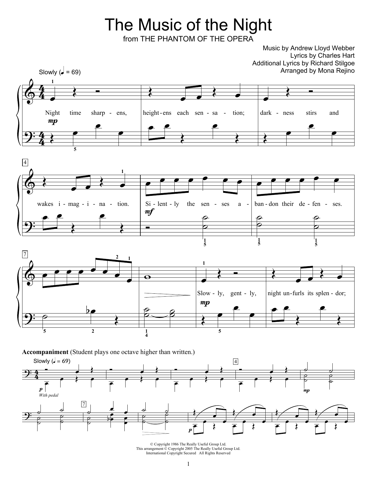 Download Phillip Keveren The Music Of The Night Sheet Music and learn how to play Easy Piano PDF digital score in minutes