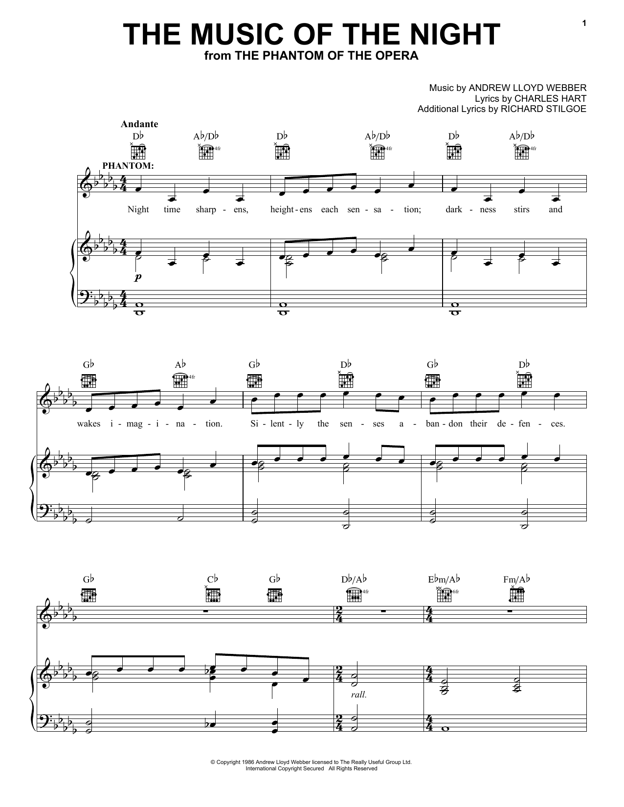 Download Andrew Lloyd Webber The Music Of The Night Sheet Music and learn how to play Clarinet PDF digital score in minutes