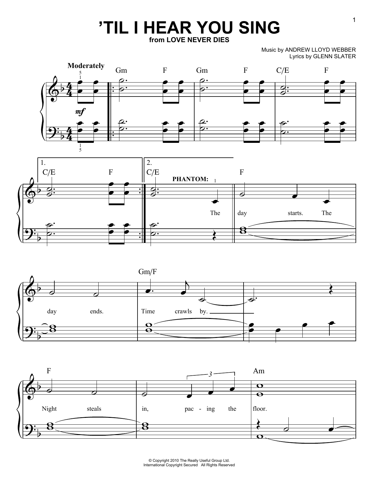 Download Andrew Lloyd Webber 'Til I Hear You Sing Sheet Music and learn how to play Super Easy Piano PDF digital score in minutes