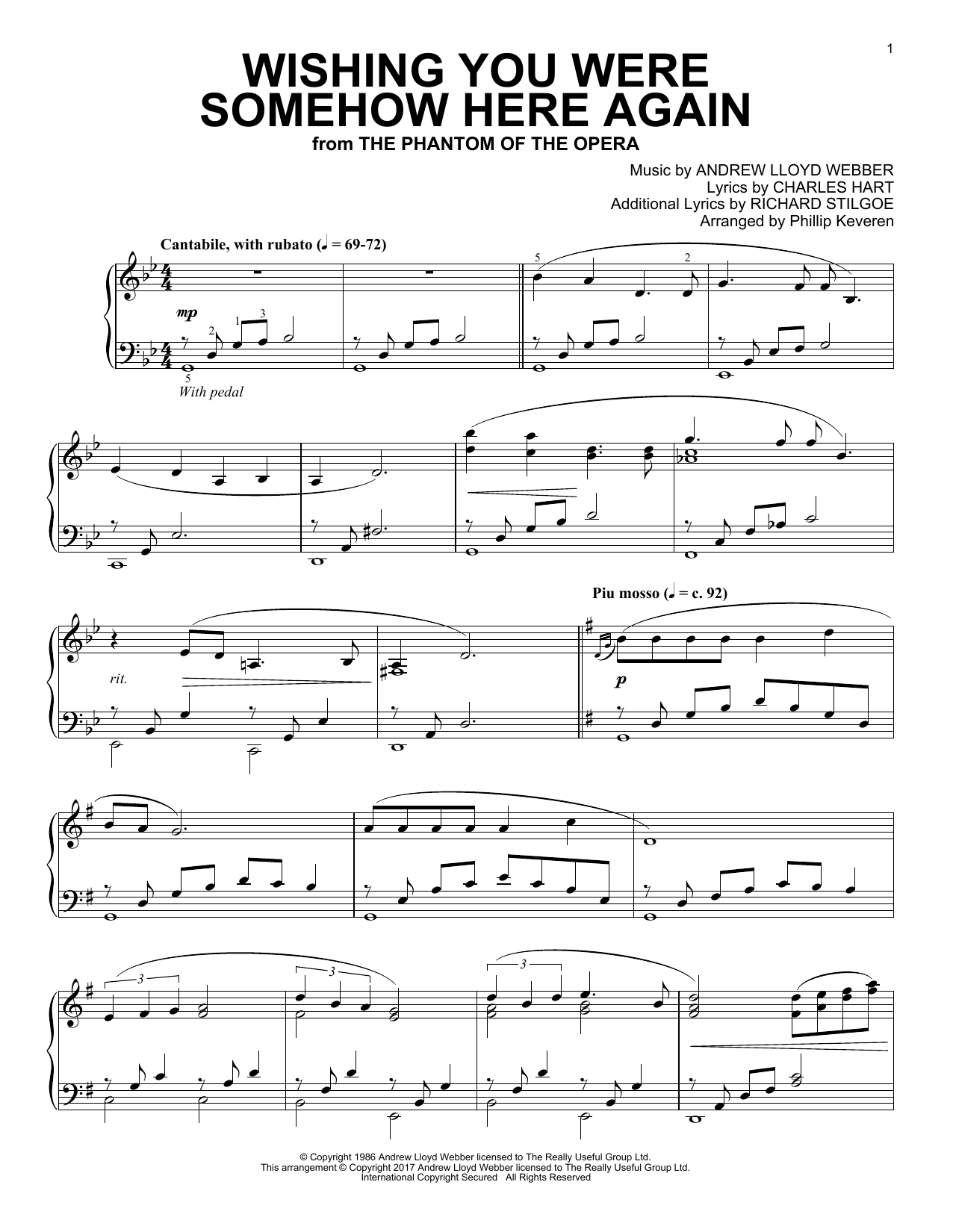 Download Phillip Keveren Wishing You Were Somehow Here Again Sheet Music and learn how to play Piano PDF digital score in minutes