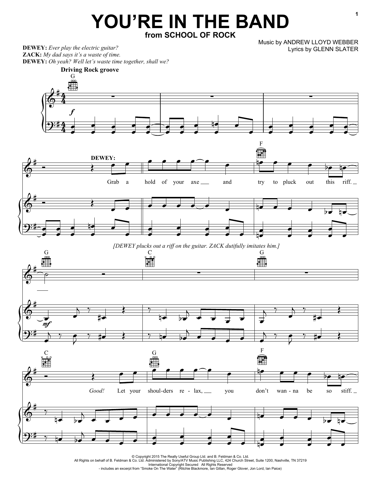 Download Andrew Lloyd Webber You're In The Band (from School of Rock: The Musical) Sheet Music and learn how to play Super Easy Piano PDF digital score in minutes