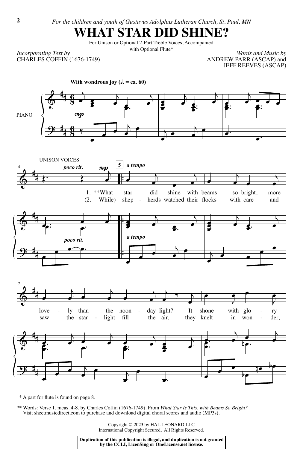 Download Andrew Parr and Jeff Reeves What Star Did Shine? Sheet Music and learn how to play Choir PDF digital score in minutes