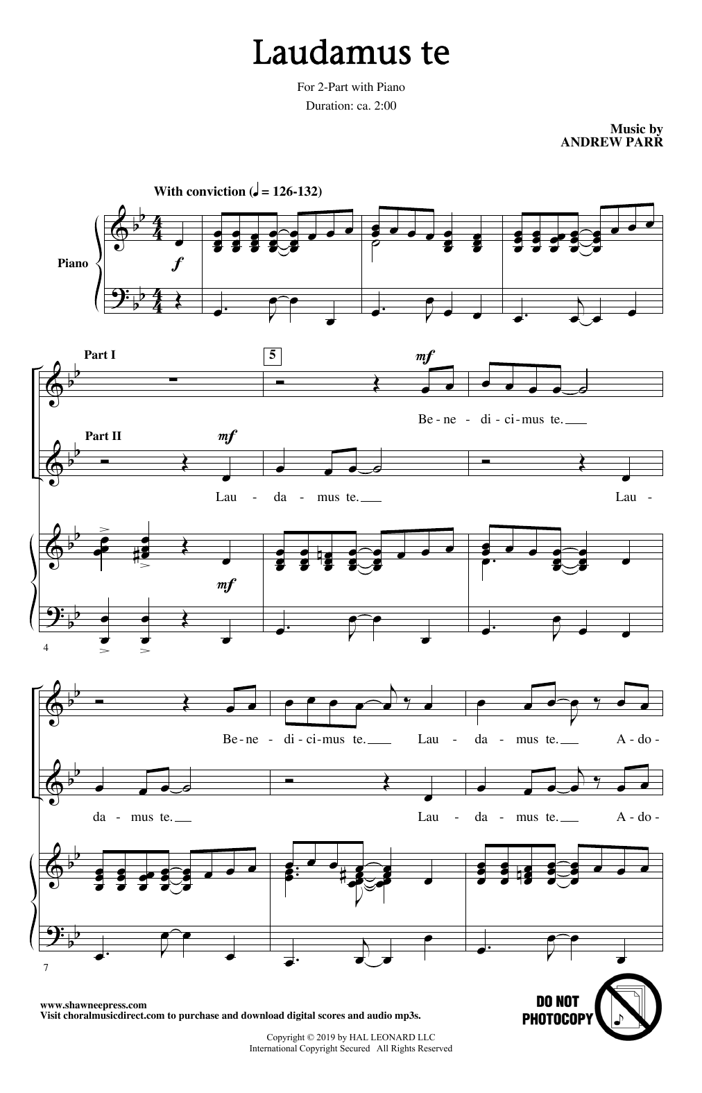 Download Andrew Parr Laudamus Te Sheet Music and learn how to play 2-Part Choir PDF digital score in minutes